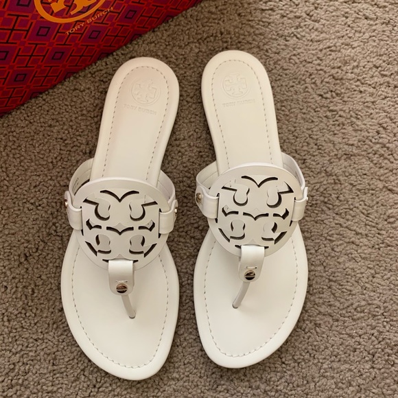 NEW 9 Tory Burch Leather Miller Sandals Bleach - Picture 6 of 12